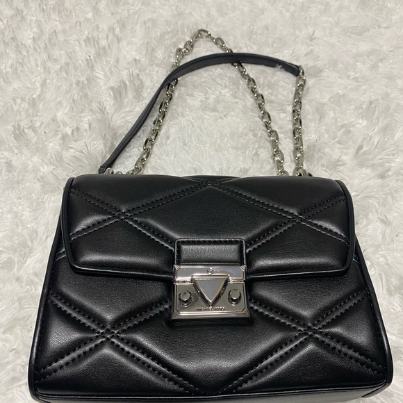 Michael Michael Kors Serena Flap Shoulder Vegan Leather Shoulder Bag Black New - Picture 10 of 10